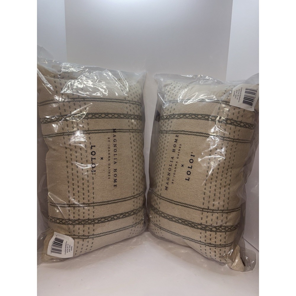 Magnolia Home by Joanna Gaines Sage & Ivory Throw Pillows Set of 2 ~ 16 X 28‎